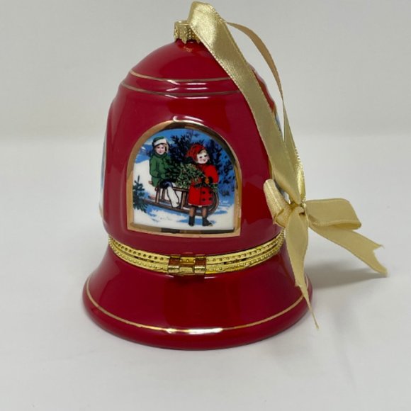 Vintage Y2K Red Bell Musical Ornament Delicate Trinket Box, Desk Decor - Picture 2 of 9